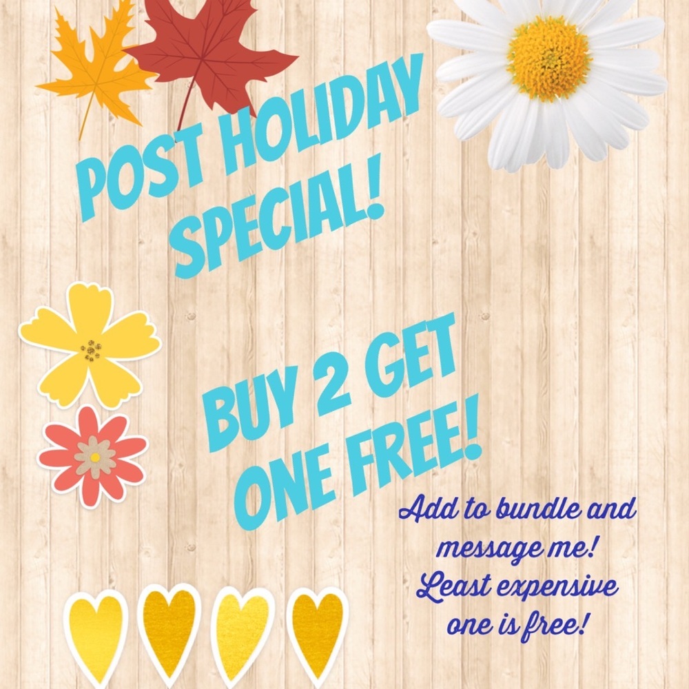 Bundle and save! For limited time, bundle 3 items! The least expensive is free!